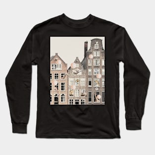 Amsterdam houses architecture Animals in windows Long Sleeve T-Shirt